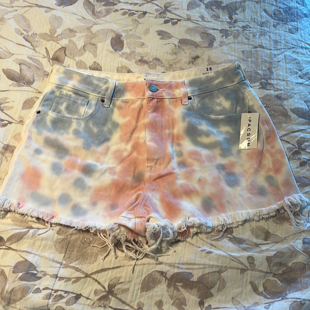 Pacsun Tie-dye High Rise Festival Denim Shorts Size 28